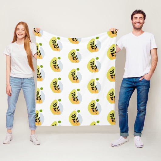 Couverture Polaire Motif botanique abstrait moderne (En situation)