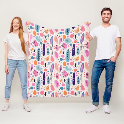 Couverture Polaire Motif botanique Abstrait Pastel BOHO Chic (En situation)