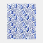 Couverture Polaire Motif botanique chic toile bleue unique (Devant)