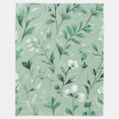 Couverture Polaire Motif botanique en verts subtils (Devant)