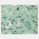 Couverture Polaire Motif botanique en verts subtils (Devant (Horizontal))