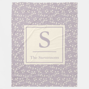 Couverture Polaire Motif botanique rustique élégant Lilac Monogrammé