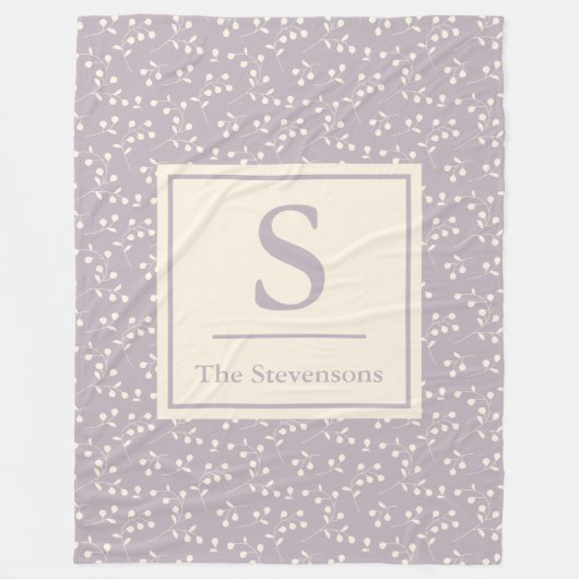 Couverture Polaire Motif botanique rustique élégant Lilac Monogrammé (Devant)