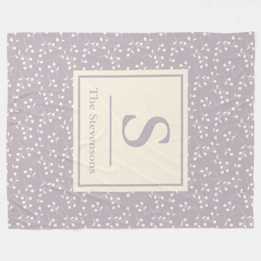 Couverture Polaire Motif botanique rustique élégant Lilac Monogrammé (Devant (Horizontal))
