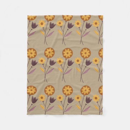 Couverture Polaire Motif Brown Floral Arrangement (Devant)