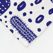 Couverture Polaire Motif Cactus - Bleu foncé et Blanc (Coin)