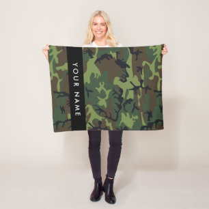Couverture Polaire Motif Camouflage Vert, Votre nom, Personnaliser