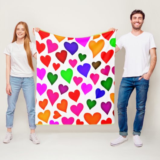Couverture Polaire Motif cardiaque multicouleur dynamique (En situation)