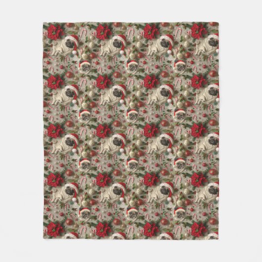 Couverture Polaire Motif carlin de Noël (Devant)