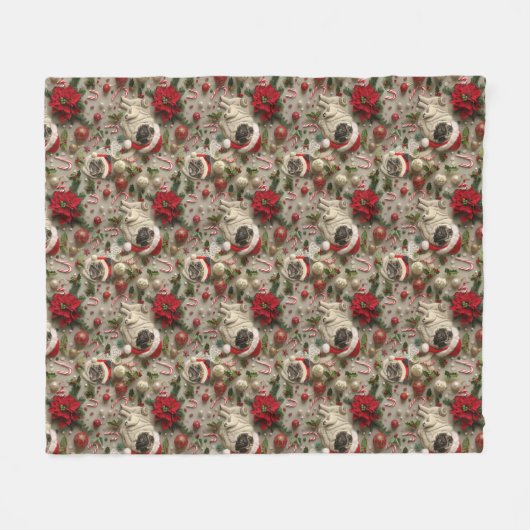 Couverture Polaire Motif carlin de Noël (Devant (Horizontal))