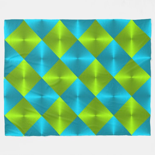 Couverture Polaire Motif carreaux bleu carreaux vert citron (Devant (Horizontal))