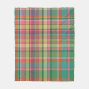 Couverture Polaire Motif carreaux coloré et vert confortable Noël rus
