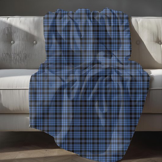 Couverture Polaire Motif carreaux tartan bleu rustique