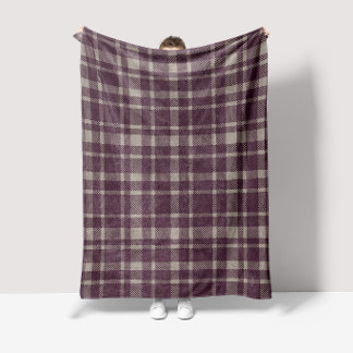 Couverture Polaire Motif carreaux tartan classique - Aubergine atténu