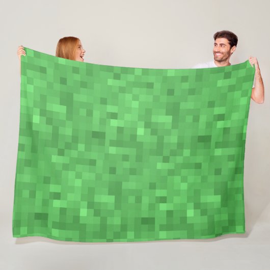 Couverture Polaire Motif carreaux verts (En situation)
