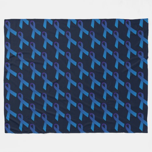 Couverture Polaire Motif Carrelé au ruban bleu (Devant (Horizontal))