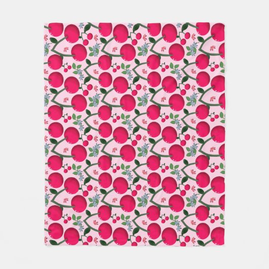 Couverture Polaire Motif cerise (Devant)