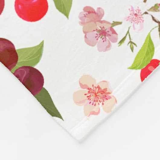Couverture Polaire Motif cerise 1 (Coin)