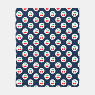 Couverture Polaire Motif Cerise – Cadeau & Décoration Rétro aux Fruit