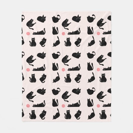 Couverture Polaire Motif Chats Noirs (Devant)