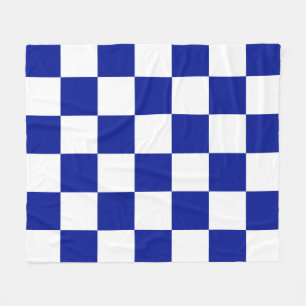 Couverture Polaire Motif Checkered de bleu et blanc royal