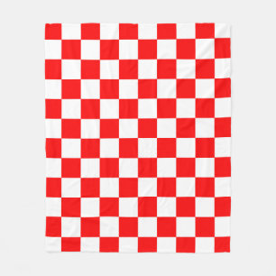 Couverture Polaire Motif chèque À damiers blanc rouge