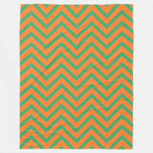 Couverture Polaire Motif Chevron Orange Et Vert