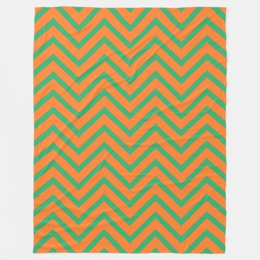 Couverture Polaire Motif Chevron Orange Et Vert (Devant)