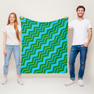 Couverture Polaire Motif chevron zigzag bleu vert