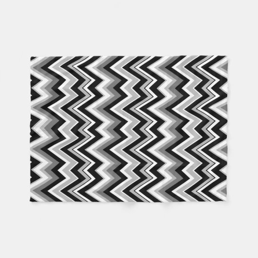 Couverture Polaire Motif Chevron Zigzag noir blanc et gris (Devant (Horizontal))