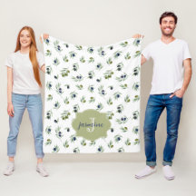 Motif chic aquarelle avec monogramme et nom en ver