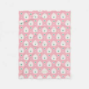 Couverture Polaire Motif chic moderne d'ikat de vert de rose en