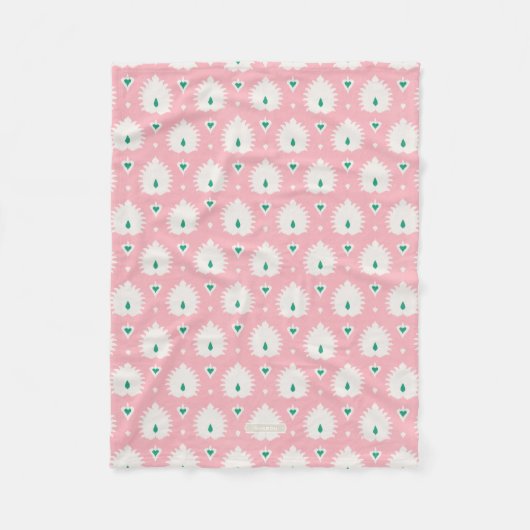 Couverture Polaire Motif chic moderne d'ikat de vert de rose en (Devant)