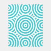 Couverture Polaire Motif circulaire imbriqué Turquoise et Blanc (Devant)