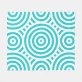 Couverture Polaire Motif circulaire imbriqué Turquoise et Blanc (Devant (Horizontal))
