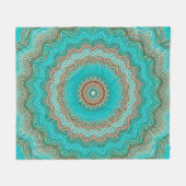 Couverture Polaire Motif circulaire turquoise, beige. Mandala. (Devant (Horizontal))