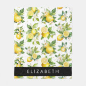 Couverture Polaire Motif citron, Fleurs de citron, Feuilles, Votre No (Devant)