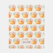 Couverture Polaire Motif Citrouille d'aquarelle orange (Devant)