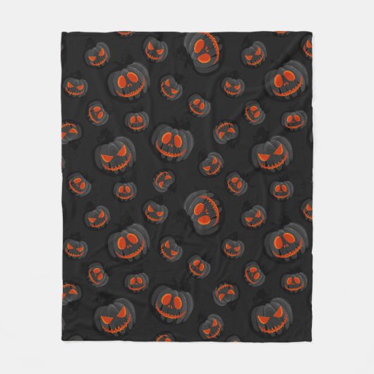 Couverture Polaire Motif Citrouille de lanterne d'Halloween effrayant (Devant)