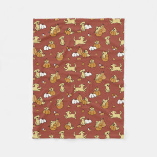 Couverture Polaire Motif Citrouille Golden Retriever