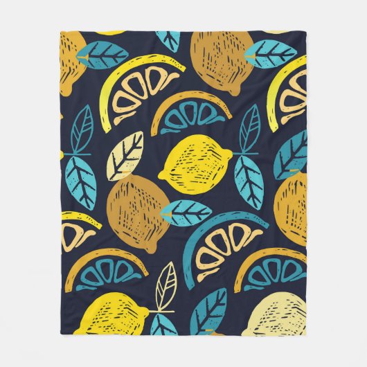 Couverture Polaire Motif Citrus Lemon Doodle Arrière - plan (Devant)