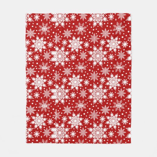 Couverture Polaire Motif classique de Noël Red & White Snowflake (Devant)