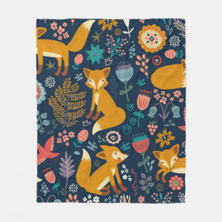 Couverture Polaire Motif coloré avec un renard, motif, forêt, chute
