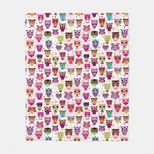 Couverture Polaire Motif coloré de hibou pour les enfants 2