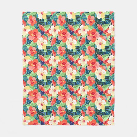 Couverture Polaire Motif coloré de ketmie (Devant)