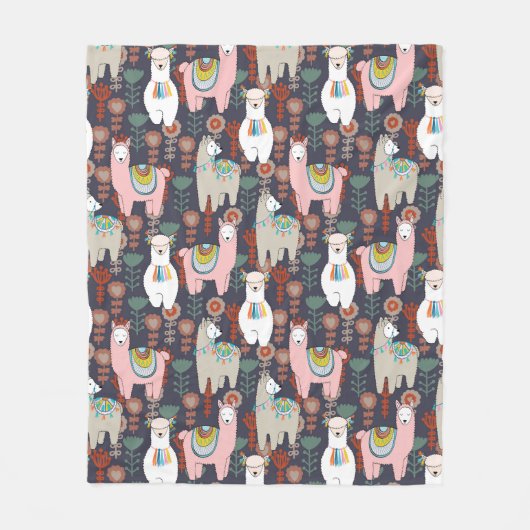 Couverture Polaire Motif coloré de lamas (Devant)