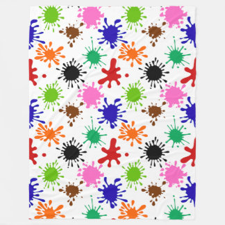 Couverture Polaire Motif coloré de peinture en blanc