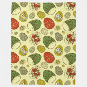 Couverture Polaire motif coloré des oeufs de Pâques rétro