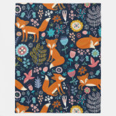 Couverture Polaire Motif coloré Fleurs et Renards (Devant)