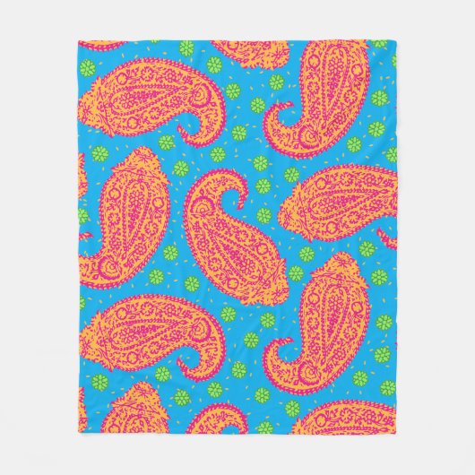 Couverture Polaire Motif coloré Paisley (Devant)